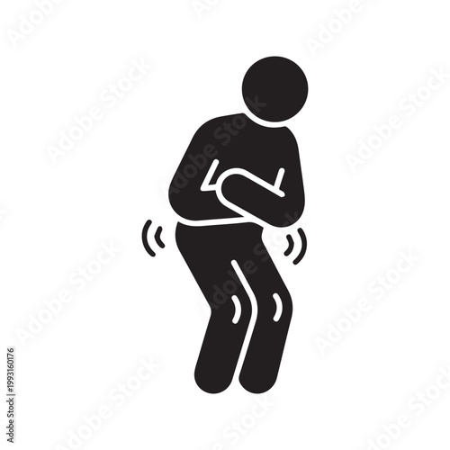 Man Holding Crotch Urgent Toilet Need Stick Figure Silhouette Icon
