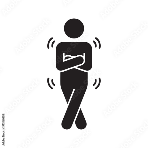 Man Holding Crotch Urgent Toilet Need Stick Figure Silhouette Icon

