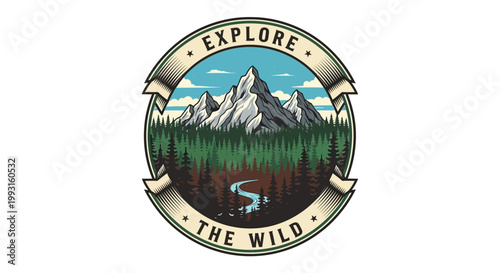 Vintage outdoor adventure logo design.