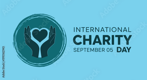 International charity day concept with hands holding a heart symbol illustration