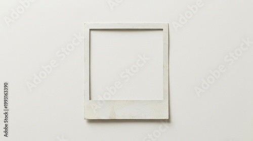 A blank white Polaroid instant photo frame isolated on a clean background, minimal vintage postcard styling with subtle shadow and crisp edges, ultra-realistic, no logos.