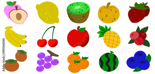 Cute hand drawn fruit set