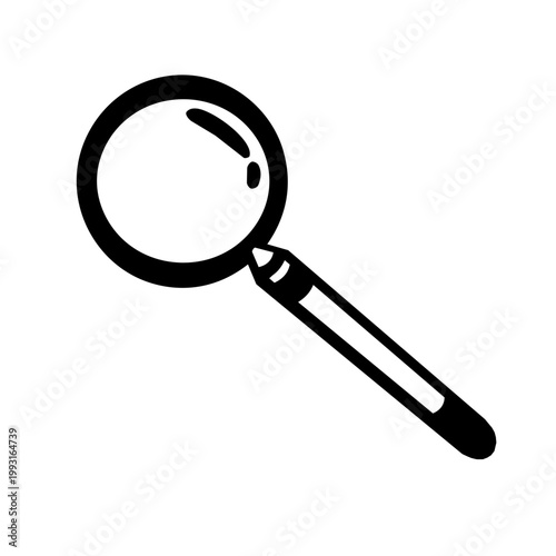 Magnifying glass icon black color. Magnifier isolated on transparent background.