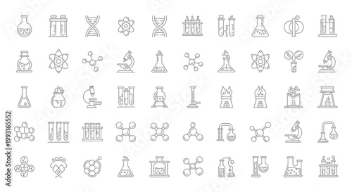 Comprehensive Collection of Chemistry and Science Icons for Research and Education.