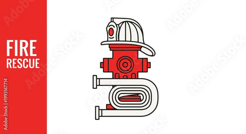 Fire rescue logo with hydrant and helmet.