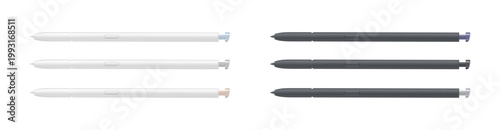 Realistic modern stylus pack isolated on transparent background. Vector PNG
