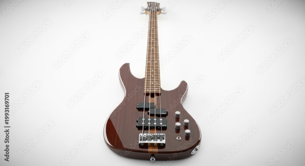 Fototapeta premium Isolated electric bass on a white background.