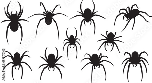 Spider Silhouette Vector Set for Halloween and Horror Designs