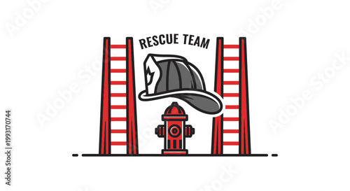 Firefighter rescue team logo illustration.