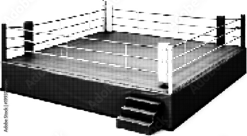 Halftone vector of a retro dotted boxing ring with a grunge aesthetic
