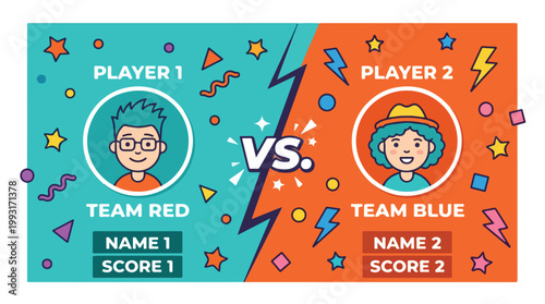 Competitive sports match between two teams with players wearing colorful uniforms and intense action scene