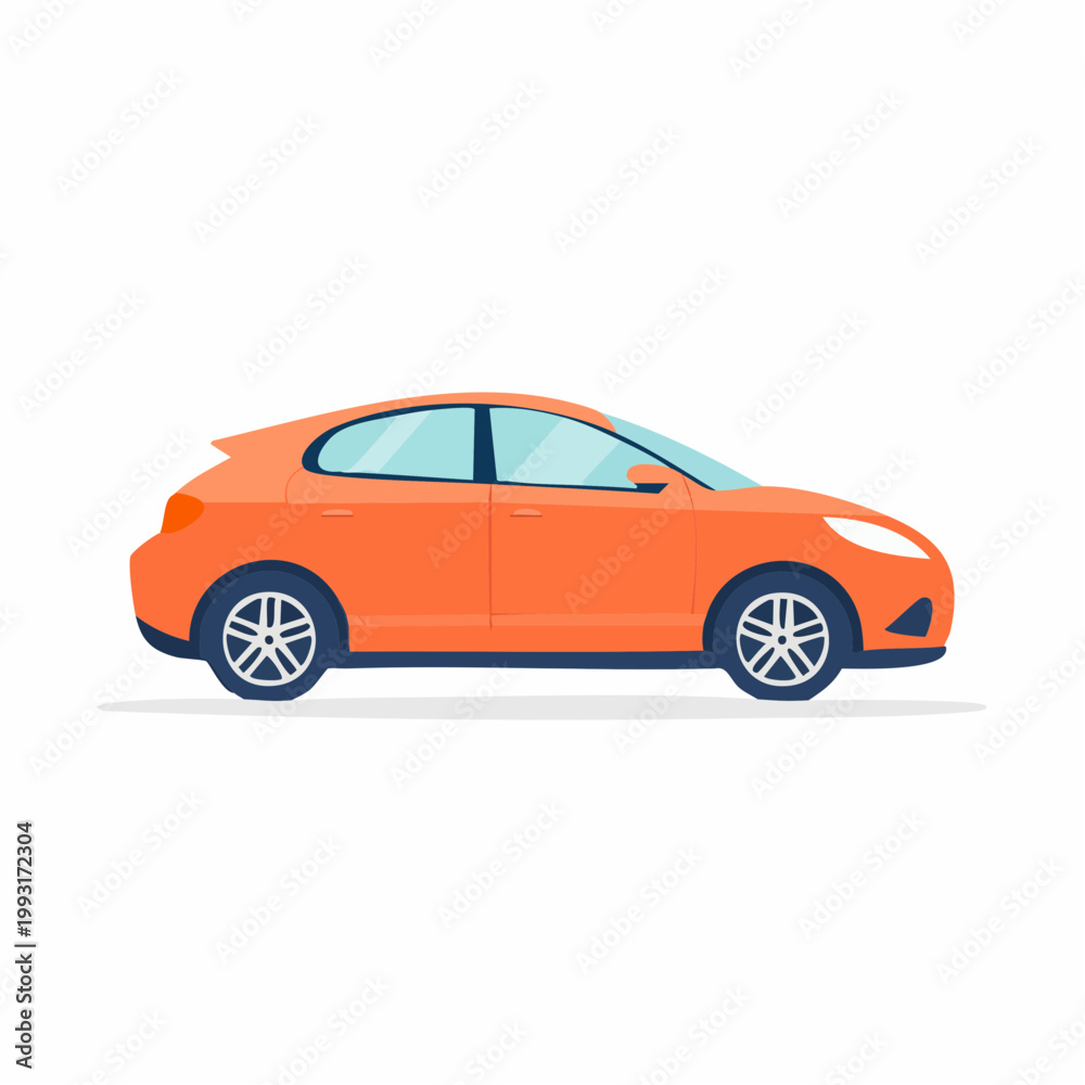 Fototapeta premium Orange Hatchback Car Illustration