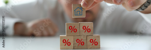 Property rates and real estate interest, interest rates, inflation, mortgage loans, tax increases. Increasing interest rates concept.