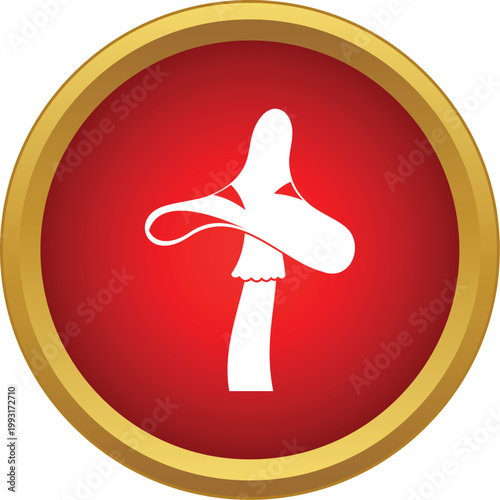 White fungus silhouette representing danger or toxicity within a vibrant red circle