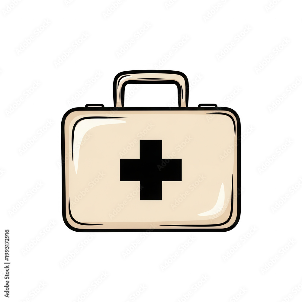 Obraz premium First aid kit icon with black cross on transparent background