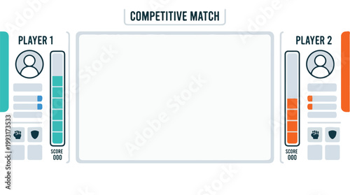 Competitive video game match with two players facing off on digital screens in an esports setting