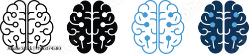 Brain icon human intelligence neural thinking cognitive mind symbols line and solid style for education psychology and analytical concepts