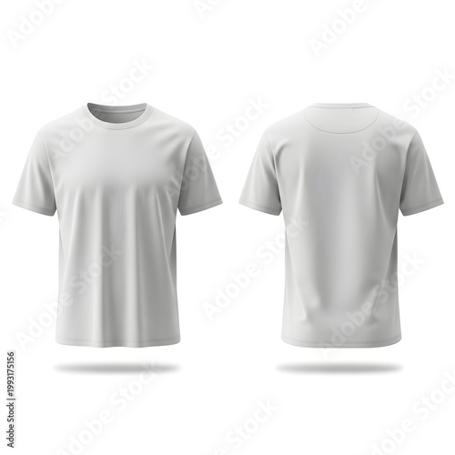 Light gray t-shirt displayed from front and back with minimalist design