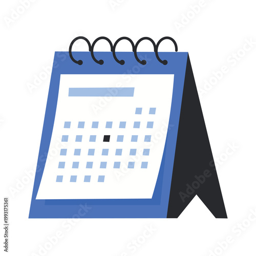 Flat design calendar stand with spiral binding and grid layout for scheduling and planning purposes