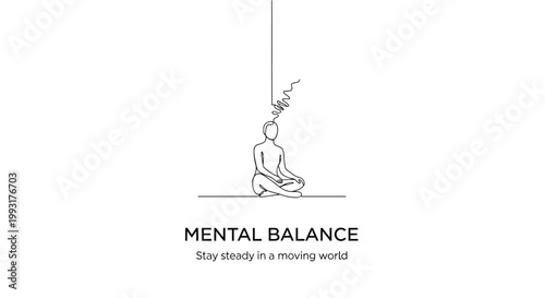 Mental balance, mindfulness concept, meditation illustration, emotional well-being, calmness vector