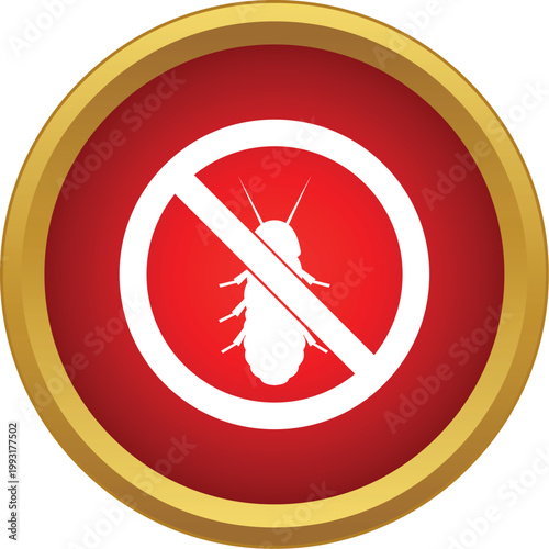Cockroach symbol inside a red prohibition sign for pest eradication