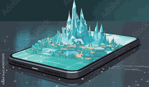 Frozen Castle in a Smartphone Screen, Digital Art