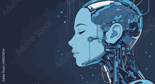 Portrait of a Futuristic Cyborg with Mechanical Components