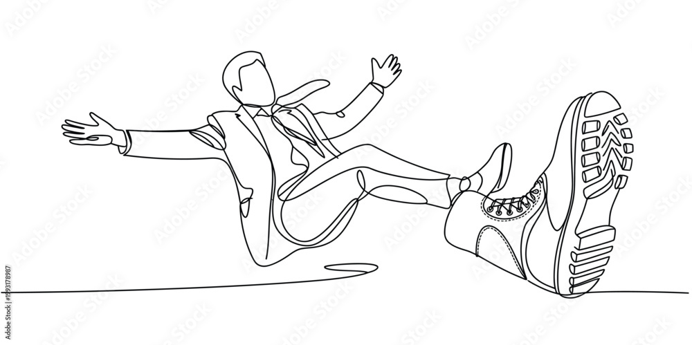Obraz premium Business competition pressure concept big foot stepping on businessman illustration for corporate stress challenge and workplace conflict visuals