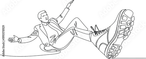 Business competition pressure concept big foot stepping on businessman illustration for career stress risk management and leadership struggle themes