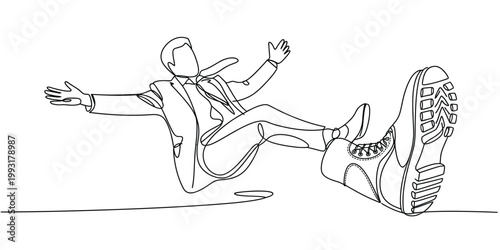 Business competition pressure concept big foot stepping on businessman illustration for corporate stress challenge and workplace conflict visuals