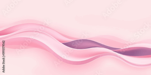 A soft pink and purple abstract wave background features a flowing silk texture with smooth satin curves and a wavy vector pattern for a light decorative wallpaper design