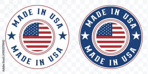 Made in USA Circular Flag Badge Pair, Premium Quality Made in USA Round Emblem Collection