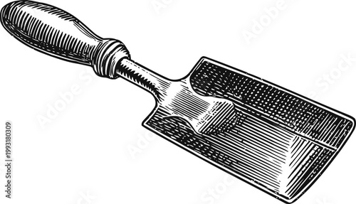 Vintage metal scoop with wooden handle antique kitchen utensil for measuring and serving