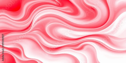 An abstract red background features soft flowing waves of silk and satin texture with a pink and purple pattern design creating a liquid textile backdrop