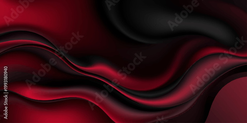 Smooth flowing red silk fabric with luxury satin waves and soft textured curves creates an elegant abstract backdrop design
