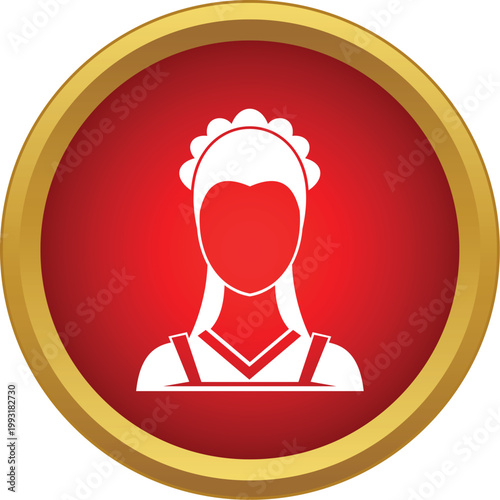 Maids icon symbolizing hospitality and home service staff in a red circle