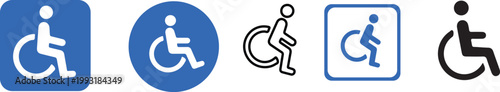 Accessibility Wheelchair Icons .Wheelchair icon set. Handicapped, accessible, impairment, mobility, handicap. Handicap Access Line Icons.