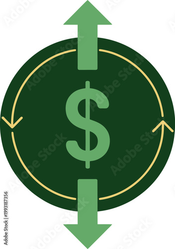 Cash flow icon money circulation finance income expense flow symbol for business accounting banking and financial management design