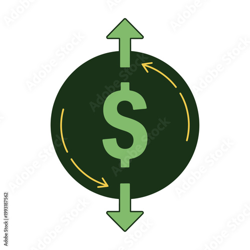 Cash flow icon money circulation finance income expense flow symbol for corporate finance investment and financial planning concept