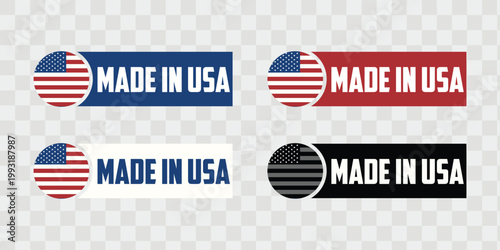 Made in USA Rectangular Flag Label Set, Premium Quality Made in USA Branding Pack