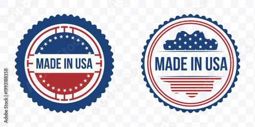 Premium Quality Made in USA Round Stamp Collection, Made in USA Scalloped Badge Pair