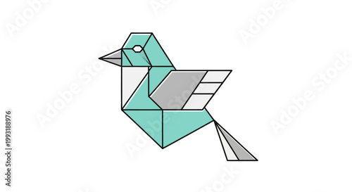 Geometric Origami Bird Design Art.