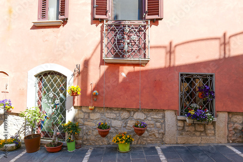The facade of an old house in Miranda, a rural town in Molise, Italy.