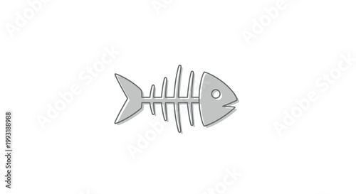 Fish skeleton closeup side view.