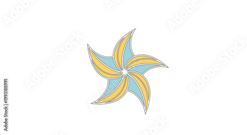 Colorful abstract pinwheel design element.