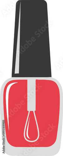 Red Nail Polish Bottle Cosmetic Product.