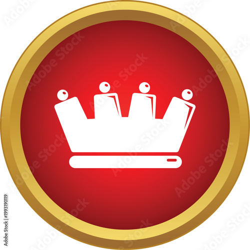 Crown icon representing authority and success within a gold framed red circle