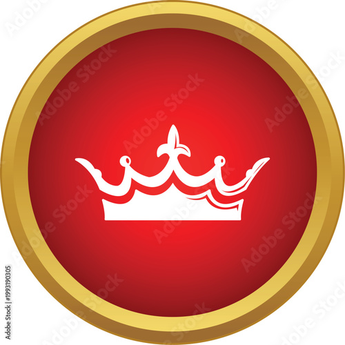 Crown symbol representing royalty, power, and authority inside a golden rimmed red circle