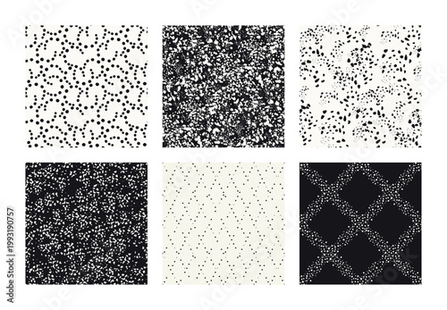 Vector seamless pattern set. Modern stylish textures. Dotted natural prints. Repeating abstract tileable background. Scattered organic swatch. Versatile spotted surface design.