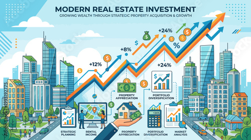 Modern Real Estate Investment Growth Chart.